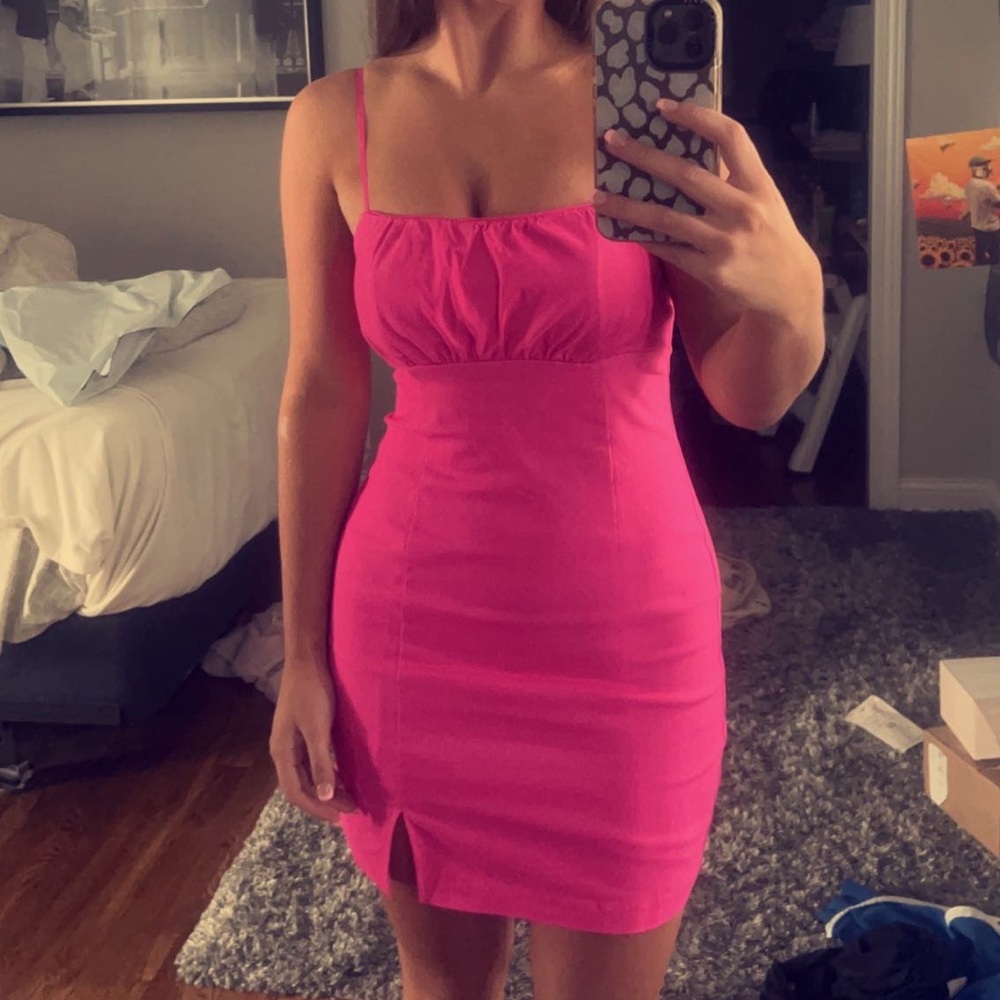 Hot pink mini dress